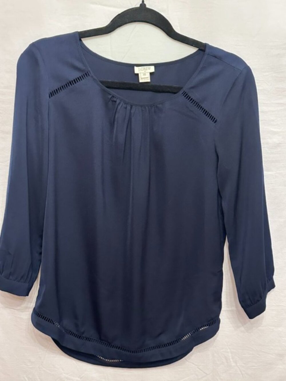 J.Crew Navy Ladder Trim 3/4 Sleeve Blouse Women's XS Career Office